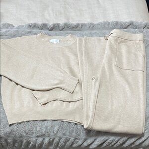 Pink Rose Women's Beige Crewneck Sweater Set